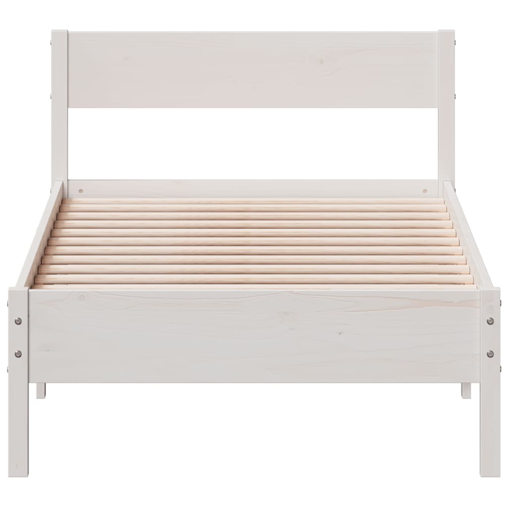 Cadre de lit sans matelas blanc 100x200 cm bois de pin massif