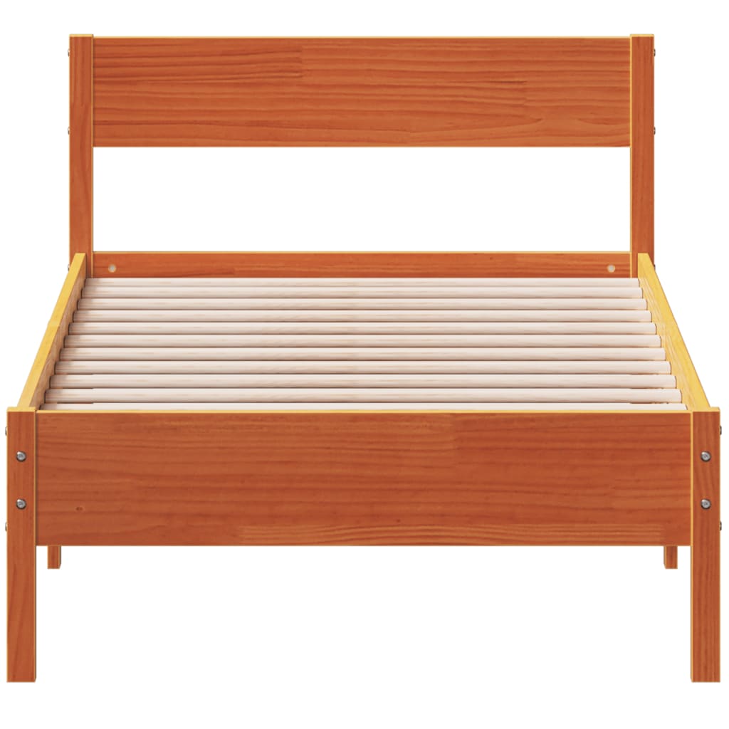 Cadre de lit sans matelas cire marron 100x200cm bois pin massif