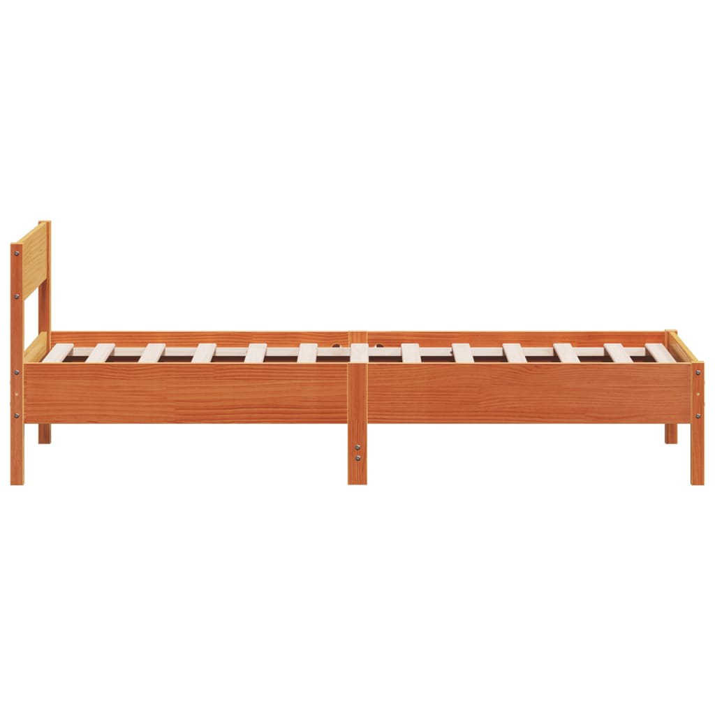 Cadre de lit sans matelas cire marron 100x200cm bois pin massif