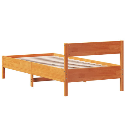 Cadre de lit sans matelas cire marron 100x200cm bois pin massif