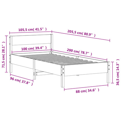 Cadre de lit sans matelas cire marron 100x200cm bois pin massif