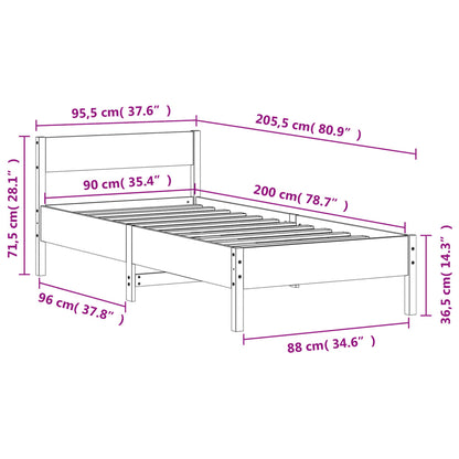 Cadre de lit sans matelas 90x200 cm bois de pin massif