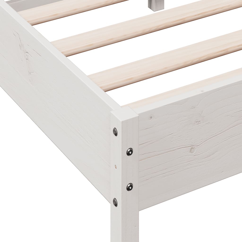 Cadre de lit sans matelas blanc 90x200 cm bois de pin massif