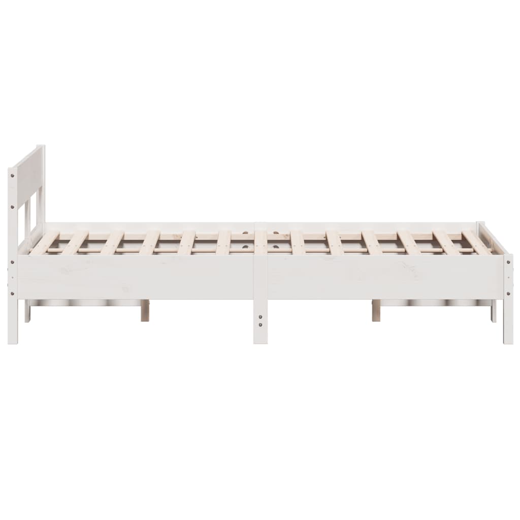 Cadre de lit sans matelas blanc 140x190 cm bois de pin massif