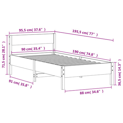 Cadre de lit sans matelas 90x190 cm bois de pin massif