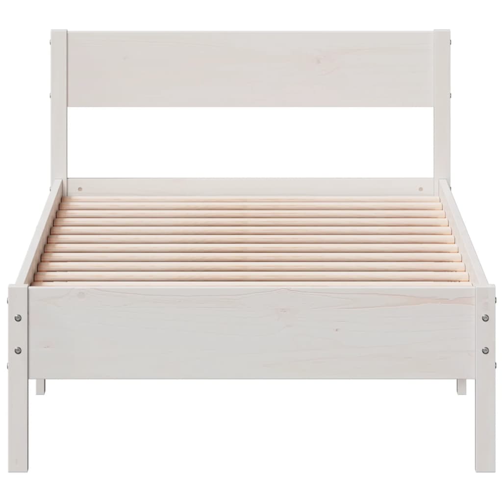 Cadre de lit sans matelas blanc 75x190 cm bois de pin massif