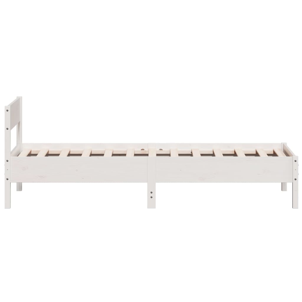 Cadre de lit sans matelas blanc 75x190 cm bois de pin massif