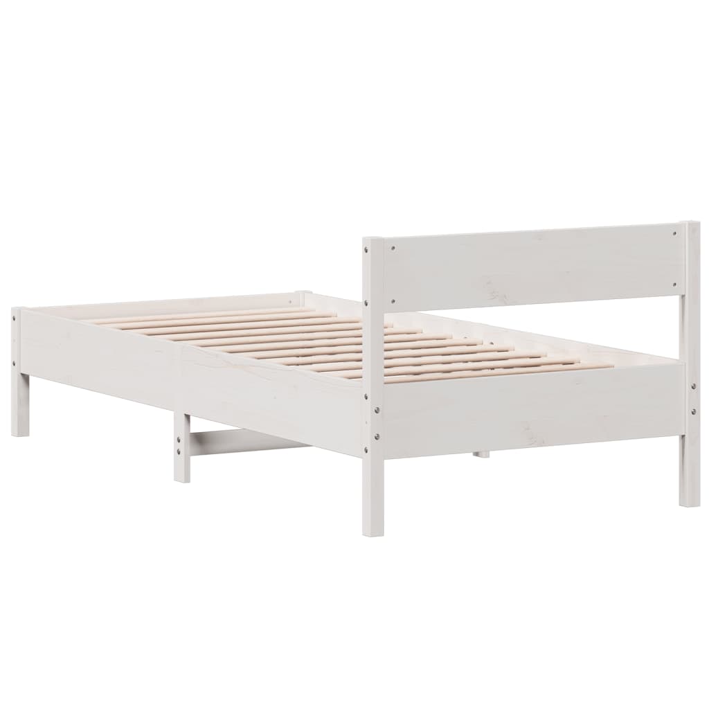 Cadre de lit sans matelas blanc 75x190 cm bois de pin massif