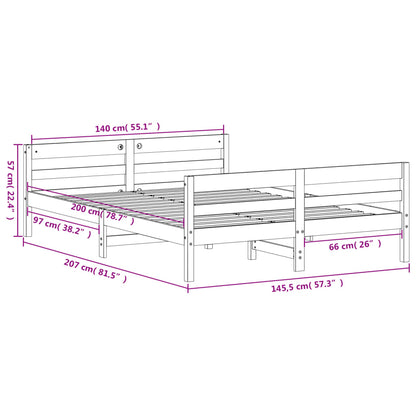 Cadre de lit sans matelas 140x200 cm bois massif de pin