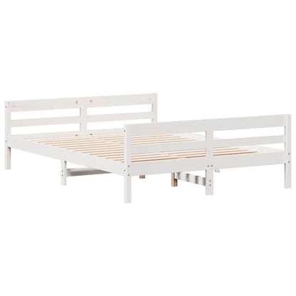 Cadre de lit sans matelas blanc 140x200 cm bois de pin massif