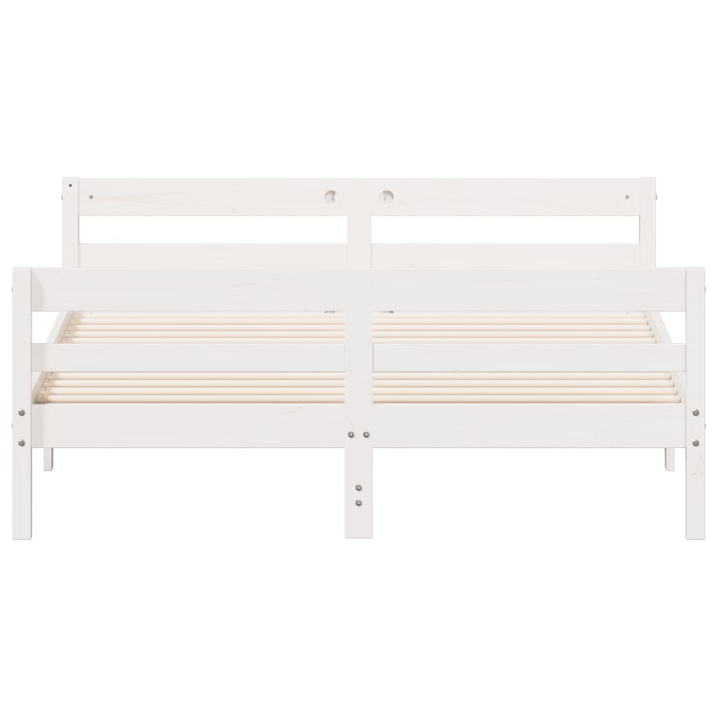 Cadre de lit sans matelas blanc 140x200 cm bois de pin massif