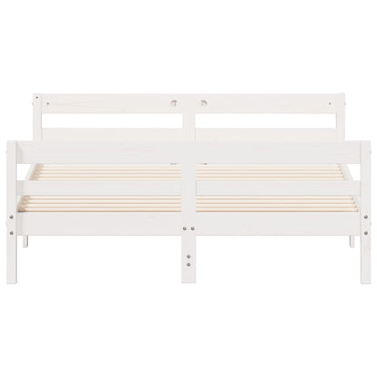 Cadre de lit sans matelas blanc 140x200 cm bois de pin massif