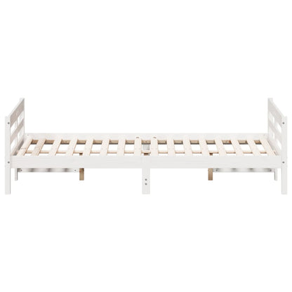 Cadre de lit sans matelas blanc 140x200 cm bois de pin massif