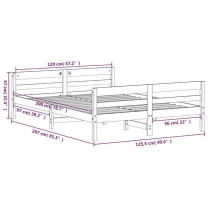 Cadre de lit sans matelas blanc 120x200 cm bois de pin massif