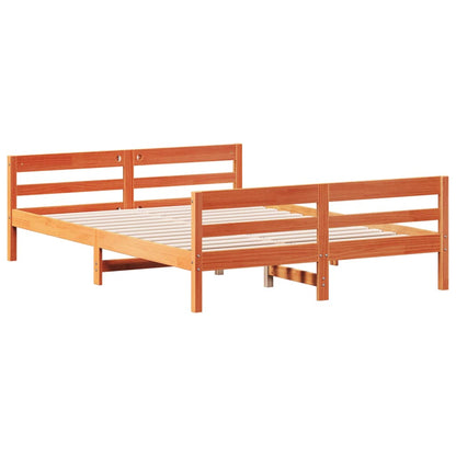 Cadre de lit sans matelas cire marron 120x200cm bois pin massif