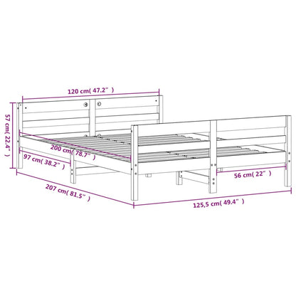 Cadre de lit sans matelas cire marron 120x200cm bois pin massif