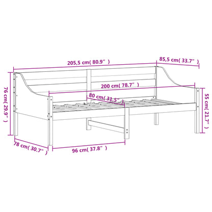 Lit de jour sans matelas cire marron 80x200 cm bois pin massif