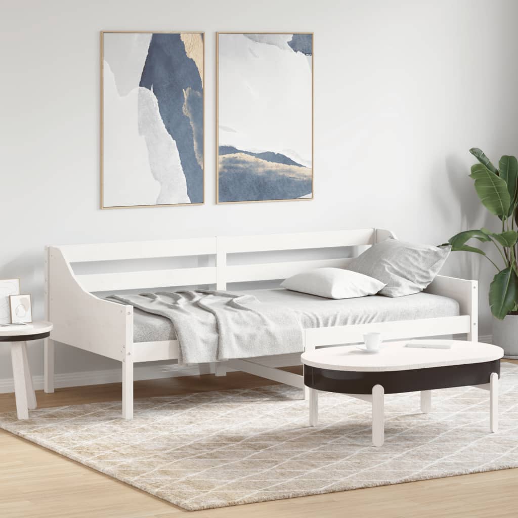 Lit de jour sans matelas blanc 100x200 cm bois de pin massif