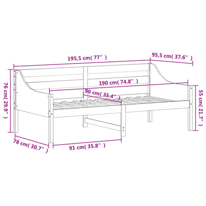 Lit de jour sans matelas 90x190 cm bois de pin massif