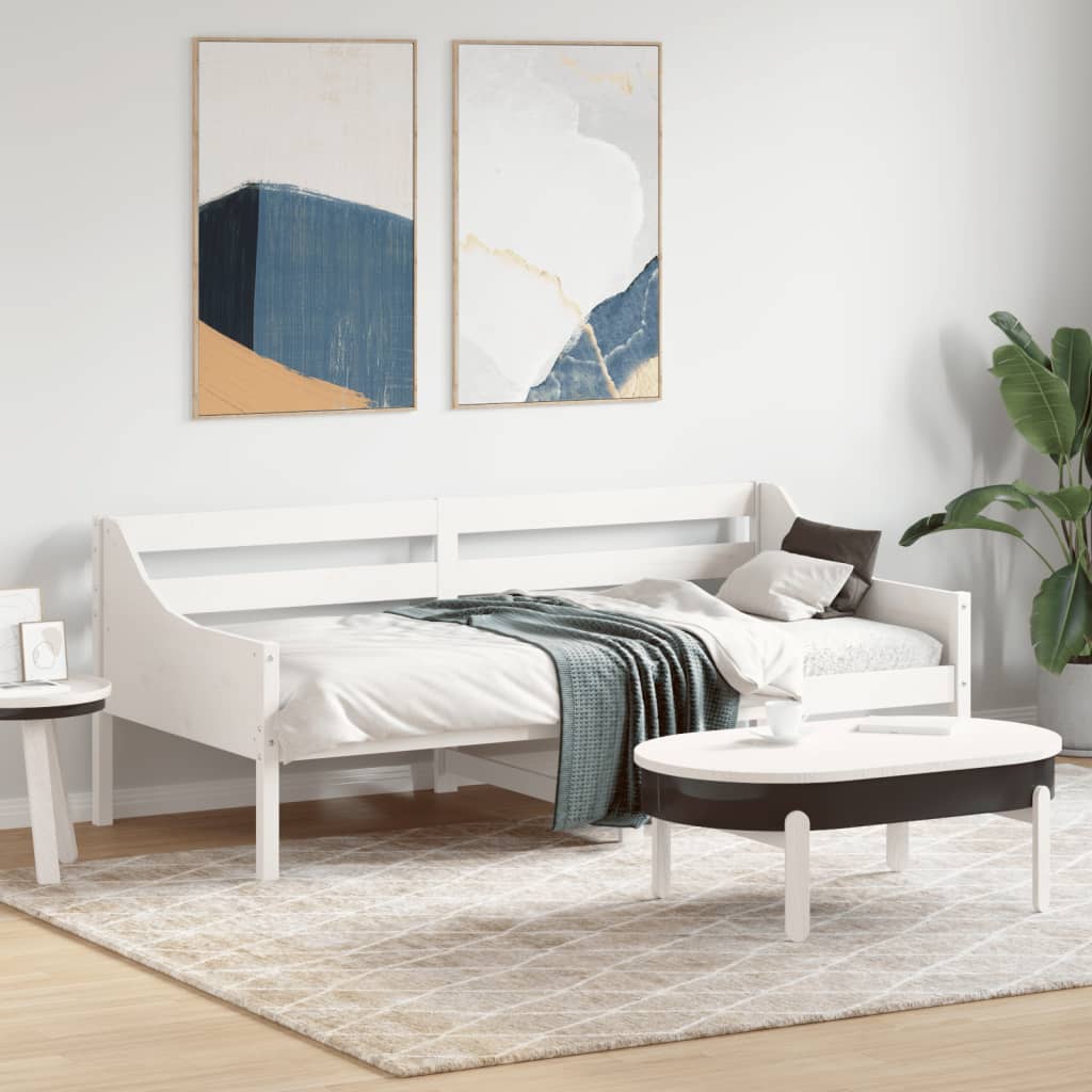 Lit de jour sans matelas blanc 90x190 cm bois de pin massif