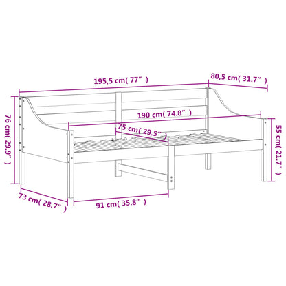 Lit de jour sans matelas 75x190 cm bois de pin massif