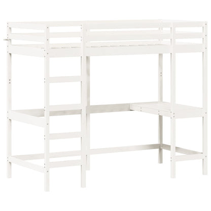 Lit superposé sans matelas blanc 100x200 cm bois de pin massif