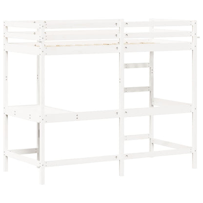 Lit superposé sans matelas blanc 100x200 cm bois de pin massif