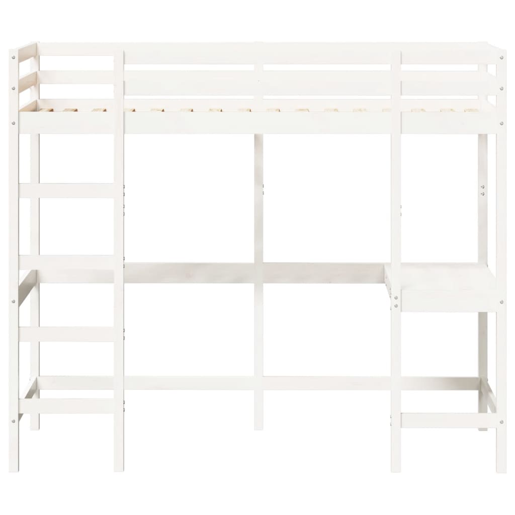 Lit superposé sans matelas blanc 90x200 cm bois de pin massif