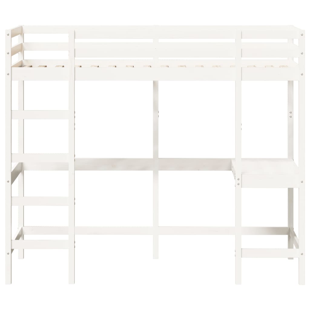 Lit superposé sans matelas blanc 90x190 cm bois de pin massif