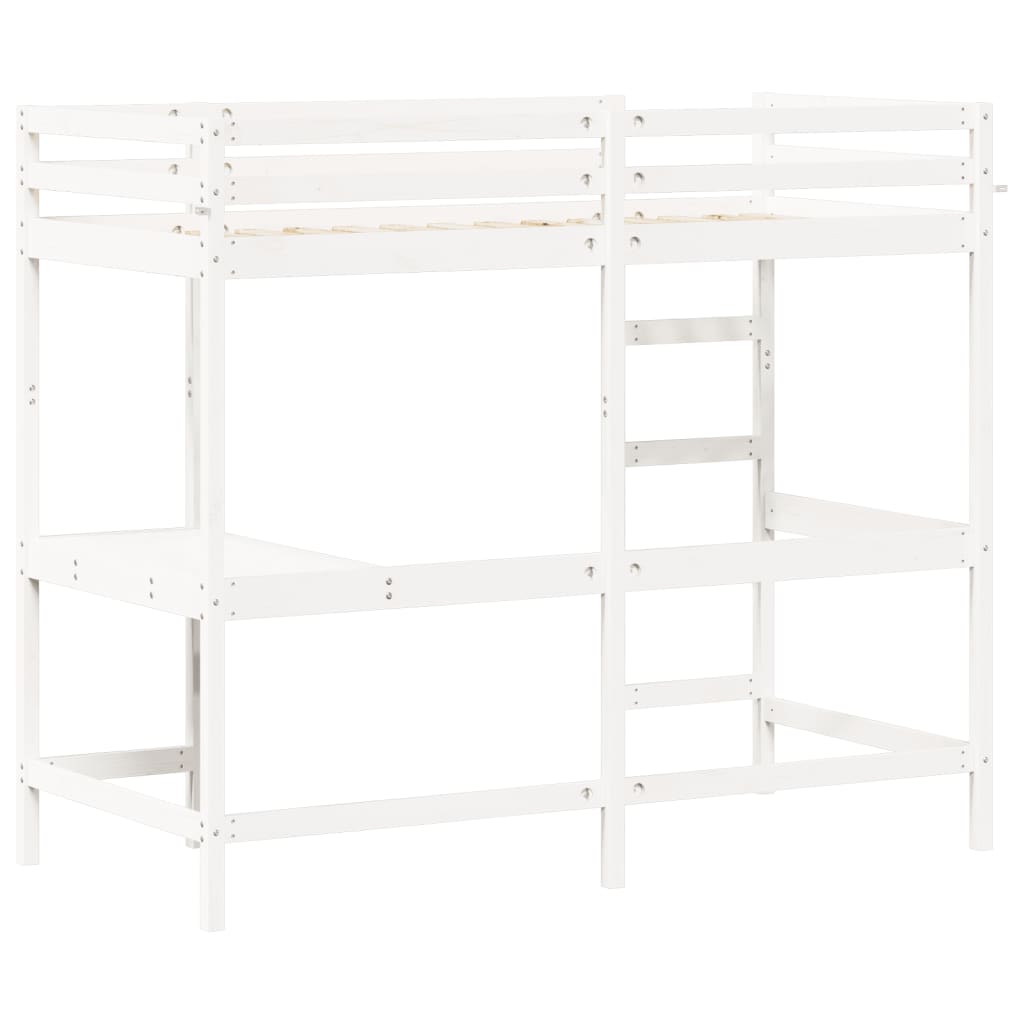 Lit superposé sans matelas blanc 90x190 cm bois de pin massif