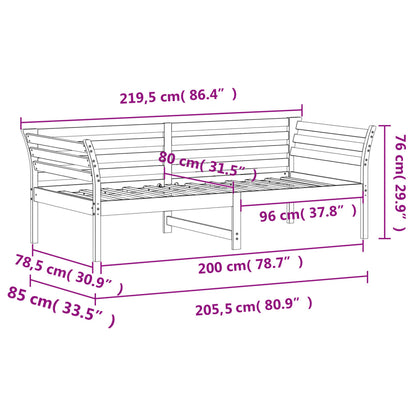 Lit de jour sans matelas 80x200 cm bois de pin massif