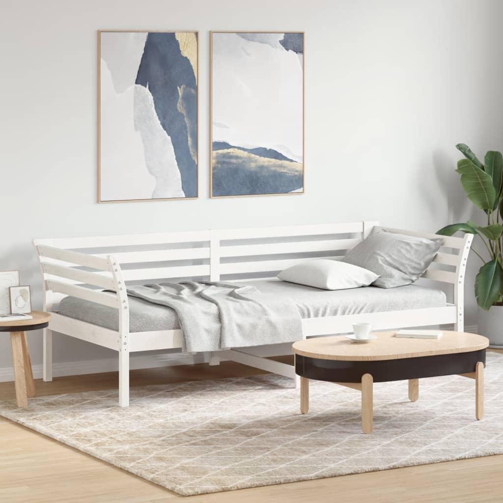 Lit de jour sans matelas blanc 80x200 cm bois de pin massif