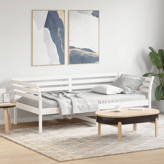 Lit de jour sans matelas blanc 90x200 cm bois de pin massif