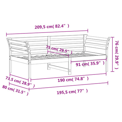 Lit de jour sans matelas 75x190 cm bois de pin massif