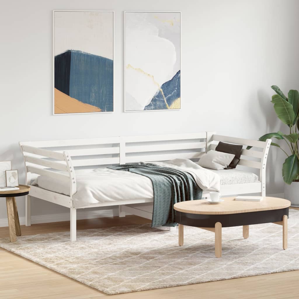 Lit de jour sans matelas blanc 75x190 cm bois de pin massif