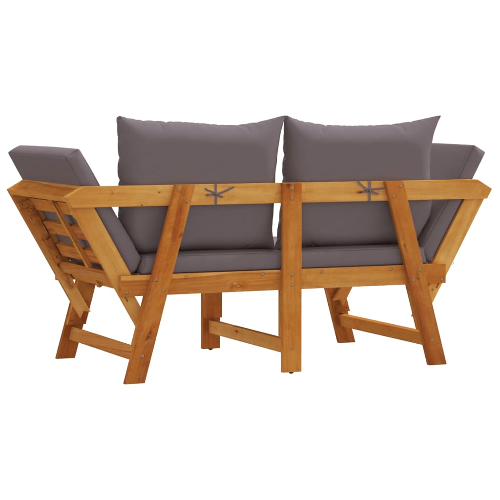 Banc de jardin avec coussins 2 en 1 bois d'acacia massif