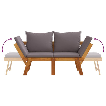 Banc de jardin avec coussins 2 en 1 bois d'acacia massif