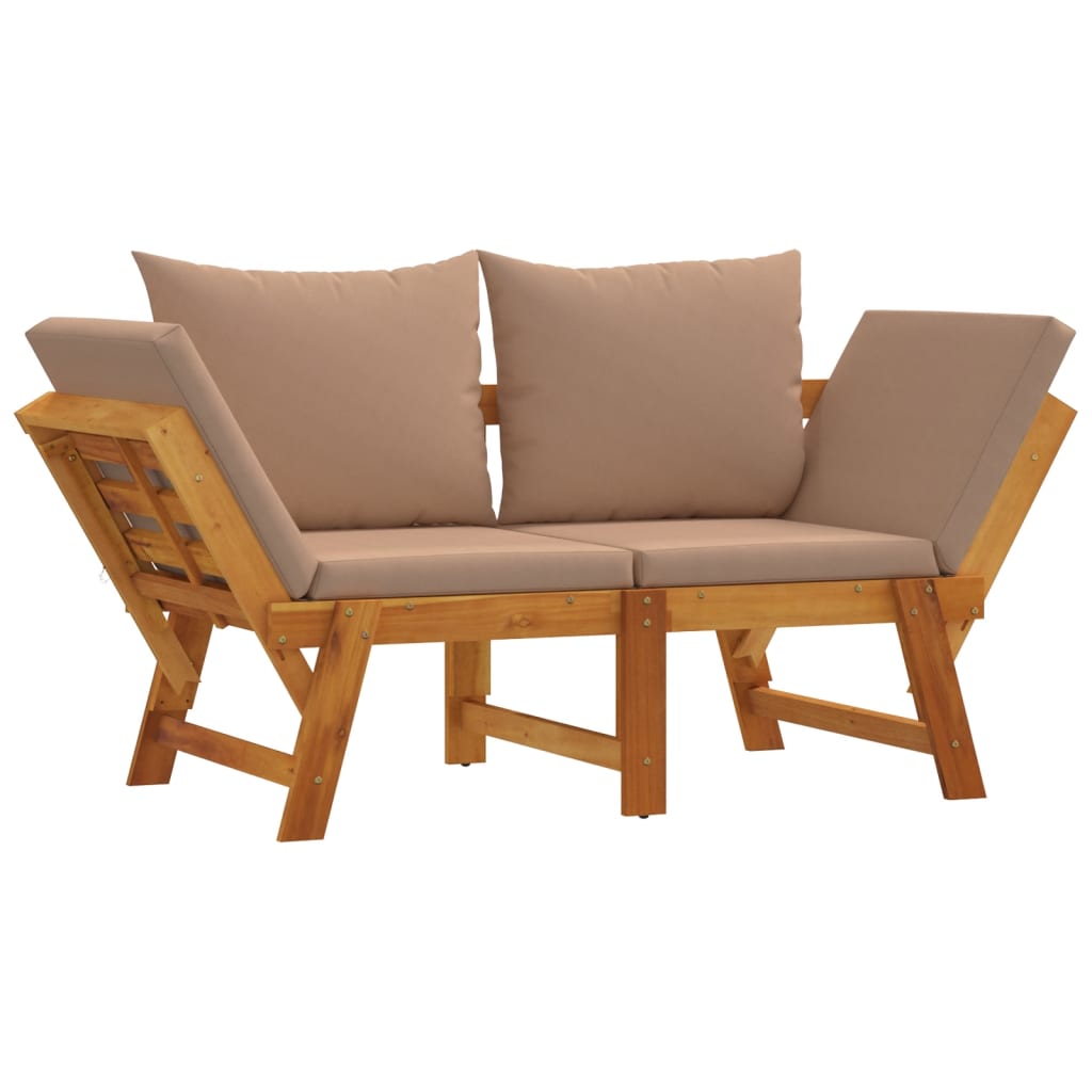 Banc de jardin avec coussins 2 en 1 bois d'acacia massif