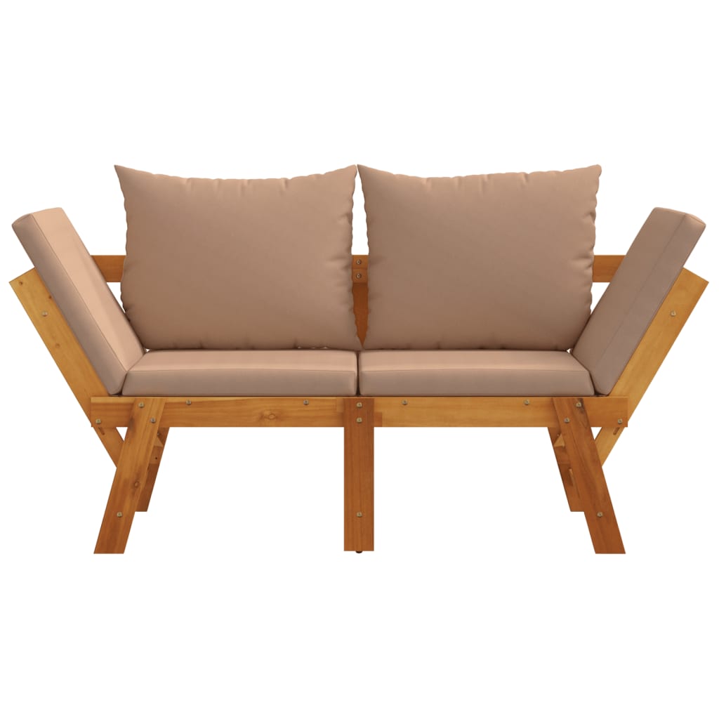 Banc de jardin avec coussins 2 en 1 bois d'acacia massif