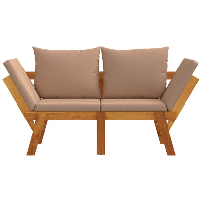 Banc de jardin avec coussins 2 en 1 bois d'acacia massif