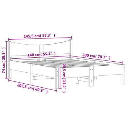 Cadre de lit sans matelas 140x200 cm bois massif de pin