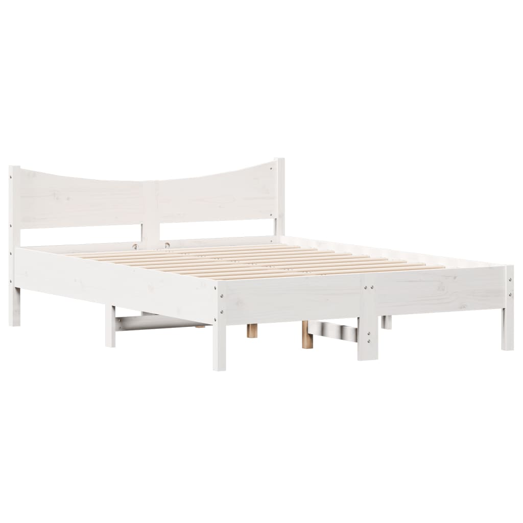 Cadre de lit sans matelas blanc 140x200 cm bois de pin massif