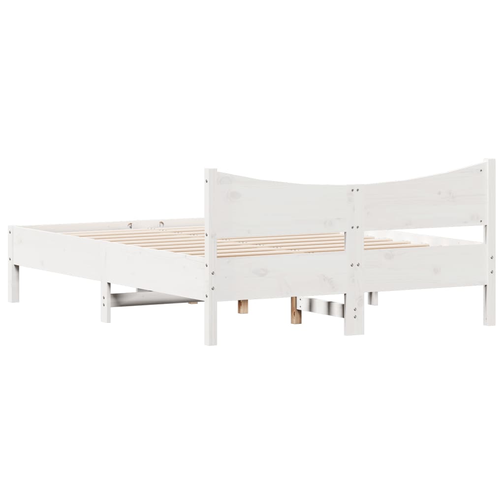 Cadre de lit sans matelas blanc 140x200 cm bois de pin massif