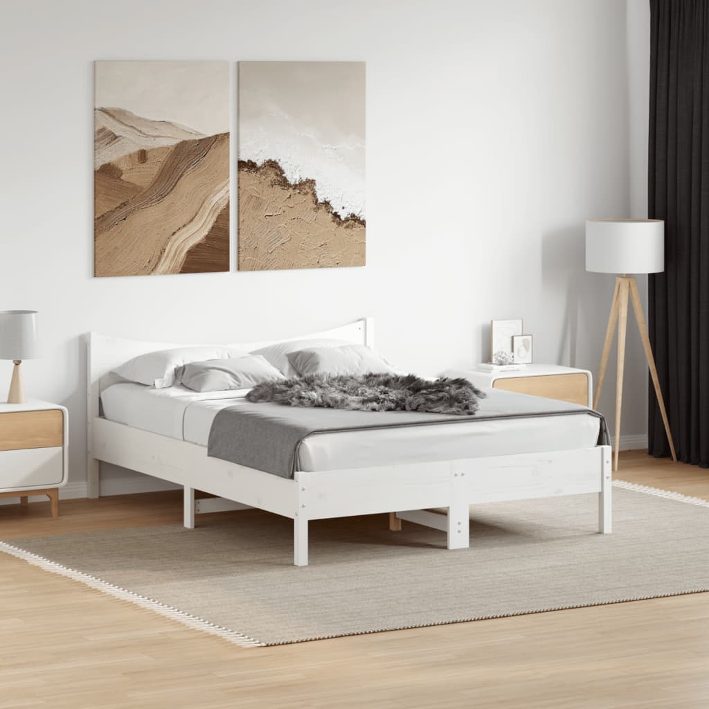 Cadre de lit sans matelas blanc 140x200 cm bois de pin massif