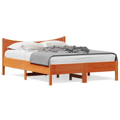 Cadre de lit sans matelas cire marron 140x200cm bois pin massif