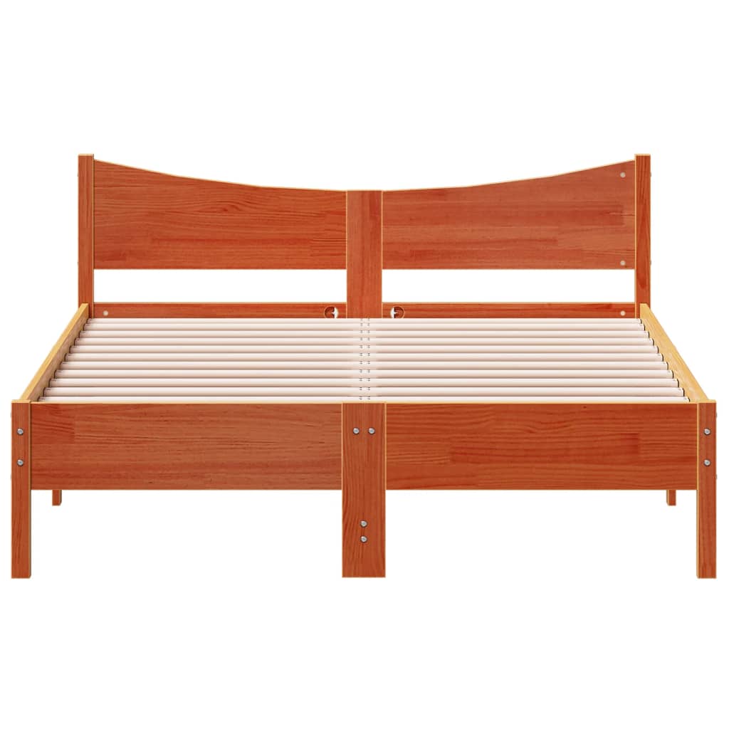 Cadre de lit sans matelas cire marron 140x200cm bois pin massif