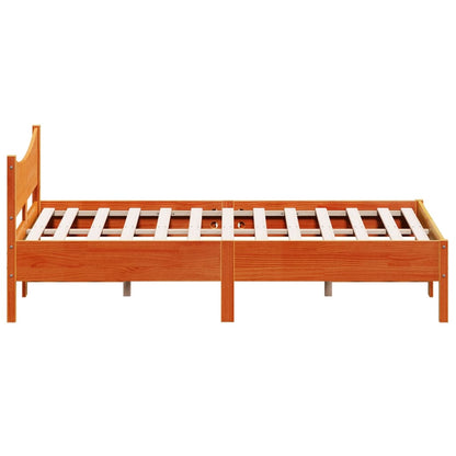 Cadre de lit sans matelas cire marron 140x200cm bois pin massif