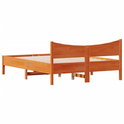 Cadre de lit sans matelas cire marron 140x200cm bois pin massif