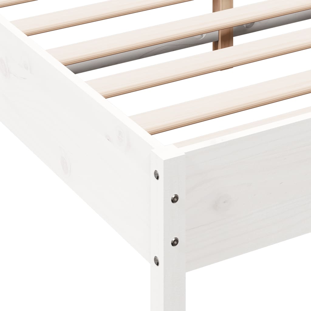 Cadre de lit sans matelas blanc 120x200 cm bois de pin massif