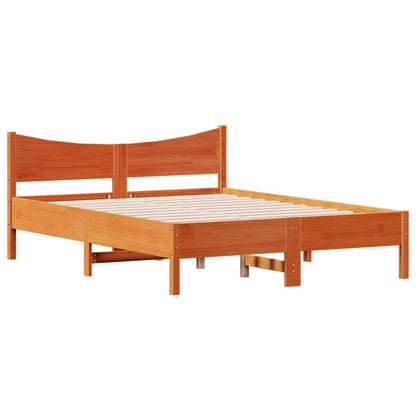 Cadre de lit sans matelas cire marron 120x200cm bois pin massif